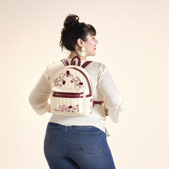Loungefly Cream & Red Floral Mini Backpack, Image 2